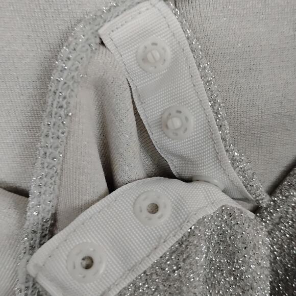 Divided Bodysuit Size XS Gray and Silver One Shoulder Sleeveless Snap Buttons - Picture 4 of 6